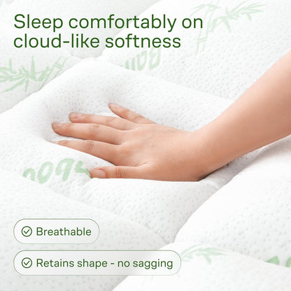 Niagara Sleep Solution Ultra Soft King Size Mattress Topper - Bamboo Viscose Pillow Top for Back Pain Relief | Naturally Cooling, Sage