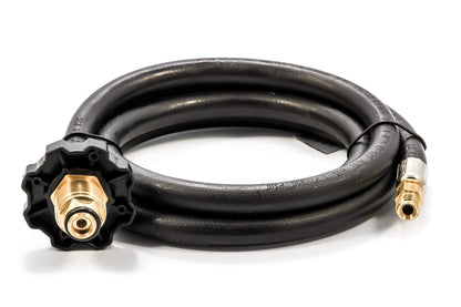 Camco Propane Brass 4 Port Tee- Comes with 5ft and 12ft Hoses, Allows for Connection Between Auxiliary Propane Cylinder and Propane Appliances (59123), Black