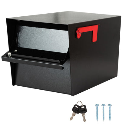 Large Locking Mailbox for Outside, RAINHOL All-Metal Modern Security Mailbox with 2 Keys, 21" x 11.2" x 10.5", Black