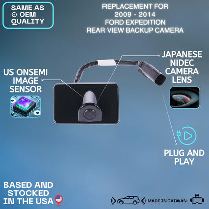 Backup Camera Replaces for 2009-2014 Ford Expedition OE Part # 9L1Z-19G490-B, 8L1Z-19G490-A, 9L1Z-19G490-A, 9L1T19G490AB