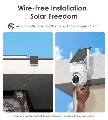 4K Security Cameras Wireless Outdoor, No Subscription, Works in -14°F Cold [2026 NEW] Solar-Powered Home Security Camera System with 360° Auto Tracking, Color Night Vision, 5G & 2.4G WiFi, Easy Setup