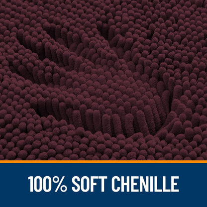 OLANLY Bathroom Rugs - Extra Soft Chenille Bath Mats with Rubber Backing | 36x24, Quick Dry, Black Cherry