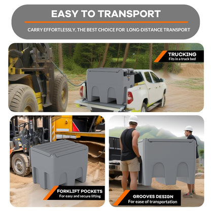 48 Gallon Portable Fuel Transfer Tank with 12V Electric Pump, 10GPM Flow, 13Ft Hose & Auto Nozzle – Diesel Transfer Tank for Trucks, Tractors, Boats, Generators – Gray