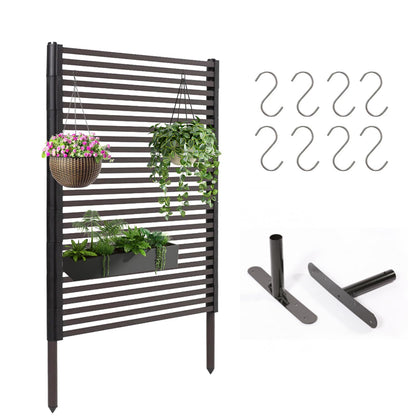 Outdoor Privacy Screens - Length: 43in, Height: 59in, Fence Privacy Screen, Freestanding Horizontal Fence, Metal Material, Anti-Corrosion and Weatherproof, Suitable for Outdoor Garden Courtyard