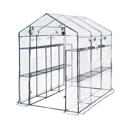 Outdoor Walk-in Greenhouse with 6 Shelves, 85"x56"x77" Heavy Duty Weatherproof Plant House Tent, UV-Resistant Garden Greenhouse with Mesh Windows & Sturdy Iron Frame for Backyard