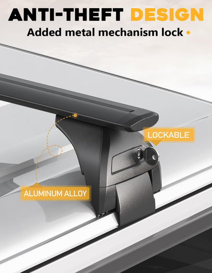Tuyoung Roof Rack Cross Bars Wrangler - 330 lbs Lockable Crossbars 3PCS Fit for Jeep Wrangler JK JL Gladiator JT 2007-2026 with Metal, 2 & 4 Door Heavy Duty Aluminum Rooftop Kayak Luggage Racks