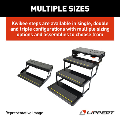 Kwikee 34 Series Electric Step Assembly, Logic Control Unit, Power Switch Kit for RV, Travel Trailers, Hidden Light, 8.5" Step Rise, Anti-Slip Surface, 12V DC Motor, Steel Construction - 3722862