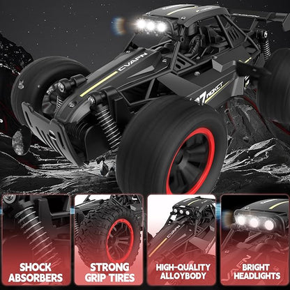 Remote Control Car for Boys 8-12 1:16 Scale Metal Shell RC Monster Truck 25+ KM/H Fast Off Road RC Cars with LED Lights All Terrain Electric Toy Vehicle Birthday Gifts for Kids Boys Girls 6-12
