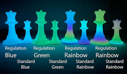 Dam Merch's LED Illuminated Glow in The Dark Chess Set - Made in USA (Standard Rainbow + Green)