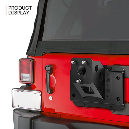 XOOKUN Adjustable jk Spare Tire Carrier Composition Jeep Wrangler JK JKU Unlimited 2007-2018 (2/4 Doors) Heavy Duty Installation Bracket Up to 37 inch