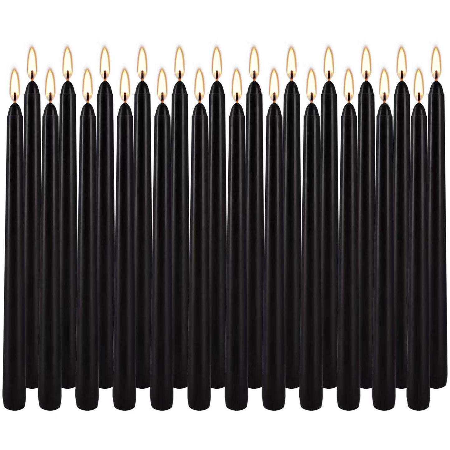 YOROXRG 24 Pack Black Taper Candles, 7-8 Hours Burn Time, Unscented, Smokeless and Dripless, 0.75 x 10 Inch Dinner Candle Set for Halloween, Household, Wedding, Party and Home Décor Candlesticks