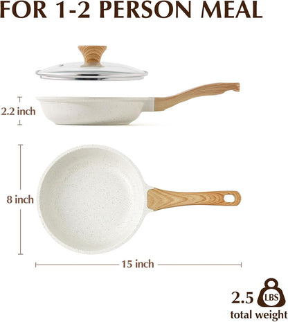 SENSARTE Nonstick Ceramic Frying Pan - Induction Compatible Chef's Skillet with Lid | 8-12.5 Inch, PFAS-Free