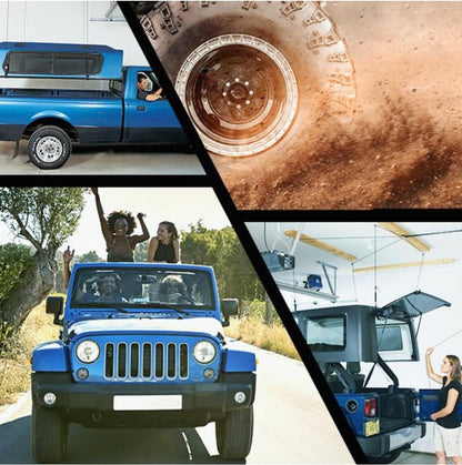 HARKEN - Jeep Hardtop Overhead Garage Storage Hoist for Jeep Wrangler, Gladiator, Ford Bronco, Self-Leveling, Safe Anti-Drop System, Easy One-Person Operation, 45-145lb Capacity - 7803.16JEEP6T