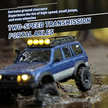 FCX18 FMS RC Crawler Toyota Cruiser 1/18 LC80 Offroad Trucks 4X4 RC Rock Crawler with Portal Axles LED Lights for Adults (Blue)