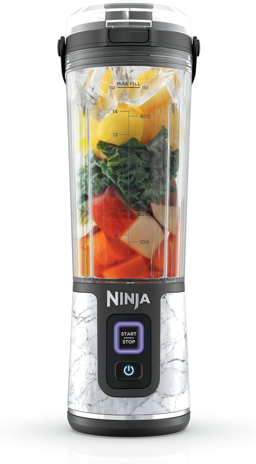 Ninja Blast Portable Blender - Cordless 18oz Personal Blender for Smoothies & Shakes | BPA-Free, USB-C Rechargeable, Marble White