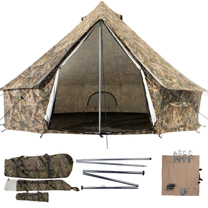 WHITEDUCK Regatta Canvas Bell Tent - w/StoveJack, Waterproof, 4 Season Luxury Camping and Glamping Yurt Tent Outdoor (20' (6M), Water Repellent, Realtree Edge)