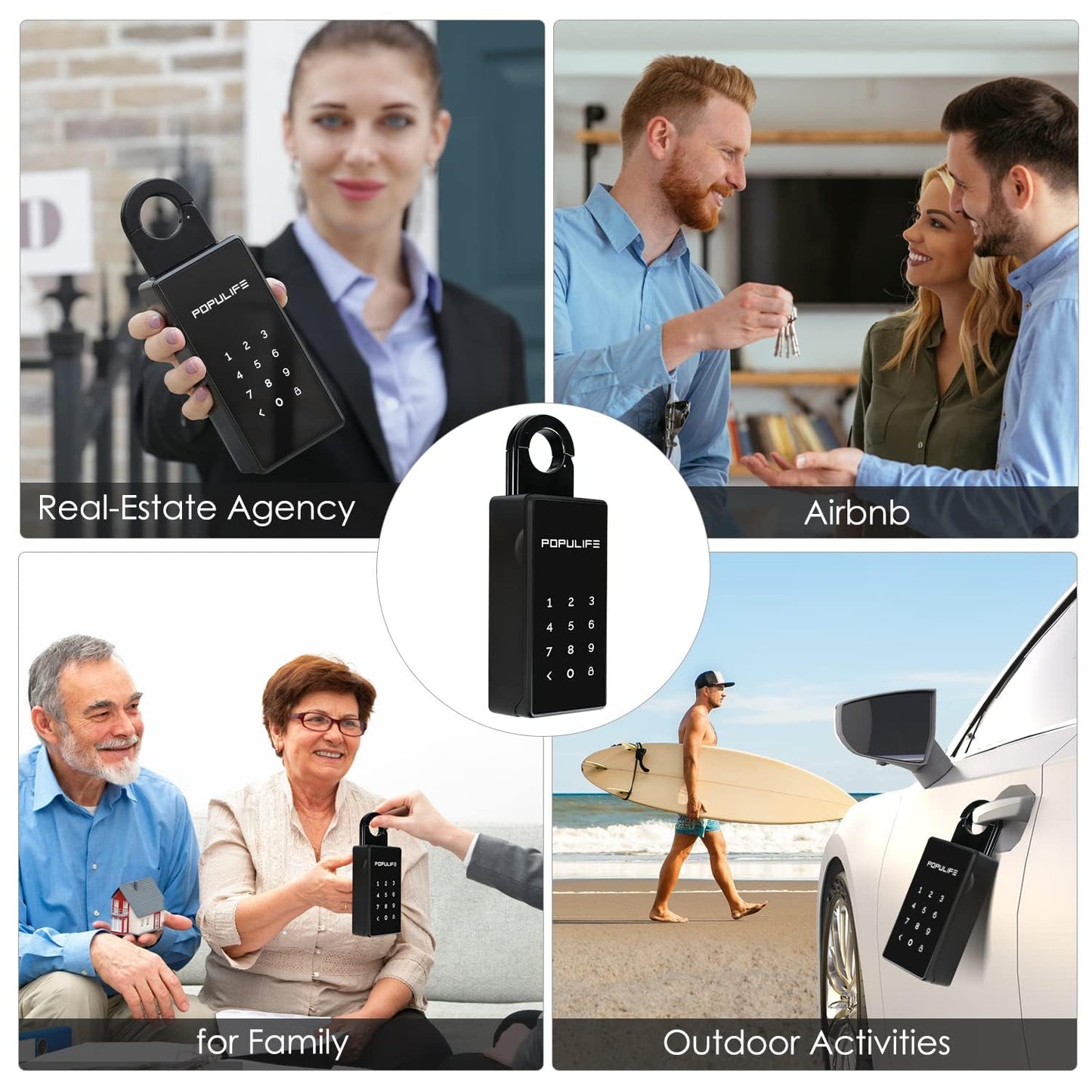 WiFi Lock Box for Outside with Gateway, Remotely Control Smart Key Lock Box, Wireless Lock Box for House Key, Door Handle & Wall Mount Sturdy Alloy Lockbox IP66 Waterproof