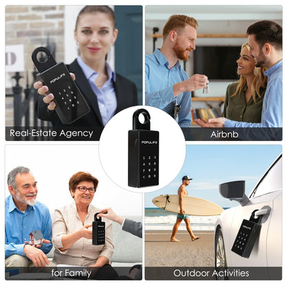 WiFi Lock Box for Outside with Gateway, Remotely Control Smart Key Lock Box, Wireless Lock Box for House Key, Door Handle & Wall Mount Sturdy Alloy Lockbox IP66 Waterproof
