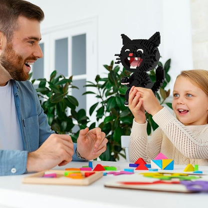 Larcele Micro Building Blocks Set DIY Mini Building Toy Bricks for Age Over 12 Years 1188 Pieces KLJM-05 (Black Cat 2)