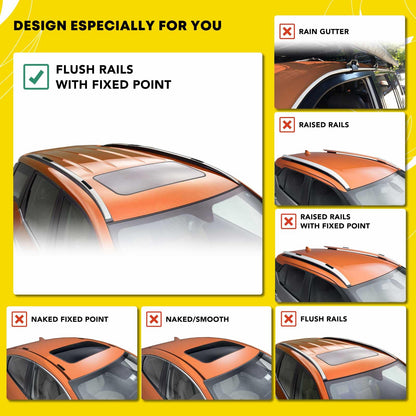 YHTAUTO Car Roof Rack Cross Bar Compatible with Chevrolet Blazer 2019-2023 w/Flush Rails Fixed Point, 165 Lbs Aluminum Alloy Cargo Bar for Rooftop Tent Kayak Bike Luggage Snowboard Ski Board Canoe