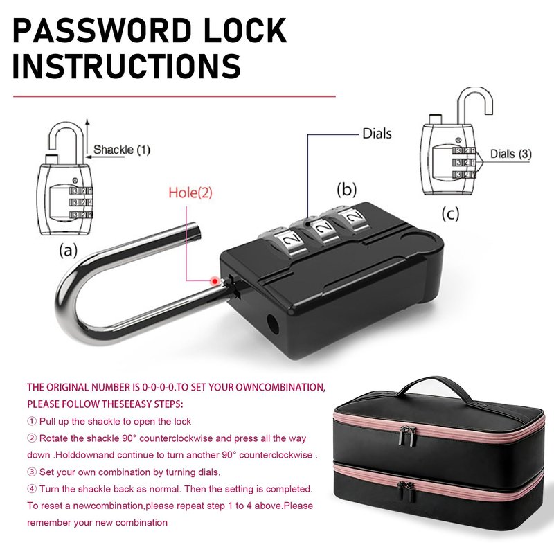 Turesmith Sex Toy Storage Bag with 2 Password Locks 4 Sex Toy Bags (Black) - Foldabl Lockable Adult Toy Organizer for Discreet Storage Privacy Protection