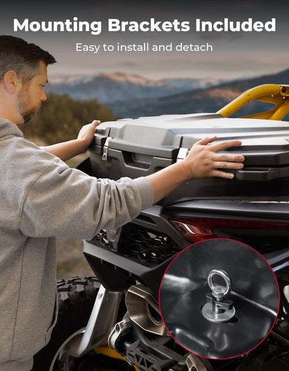 KEMIMOTO Rear Cargo Storage Box 150L Compatible with Can-Am Maverick R & R MAX X/X RS 2024 2025 2026+ Accessories, Waterproof Rear Trunk Cargo Bed Storage Replace #715007182, 715007372