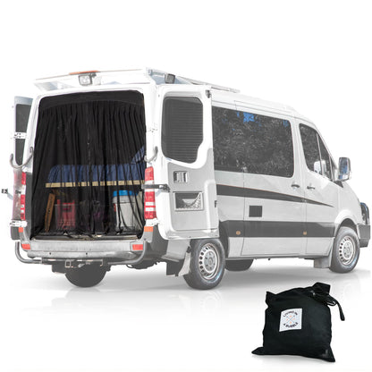 Living in a Bubble Van Bug Screen for Standard Roof Mercedes Benz Sprinter and Ford Transit, Universal Size Rear Door Flyscreen Mosquito Net, Center Zipper Closure