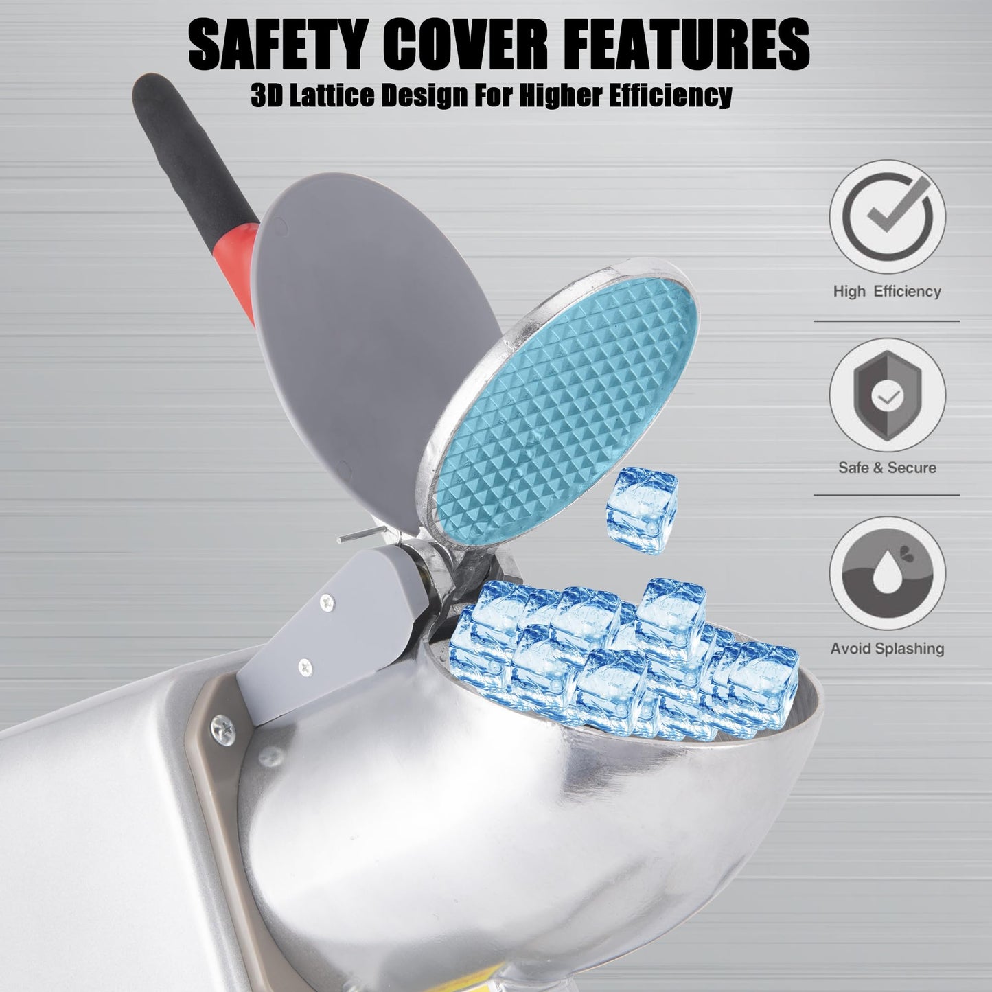 Electric Ice Shaver 4 Blades Ice Crusher Shaver 209lbs/hr Stainless Steel Ice Shaver Machine 300W Ice Crushers for Home Use 2200 RPM Ice Shaving Machine Commercial and Domestic Silver (FYZ-278-2)
