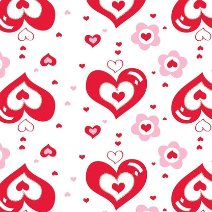 Party Essentials 54108 Rectangular Heavy Duty Plastic Tablecover, 108" Length x 54" Width, Valentine Print (Case of 24)