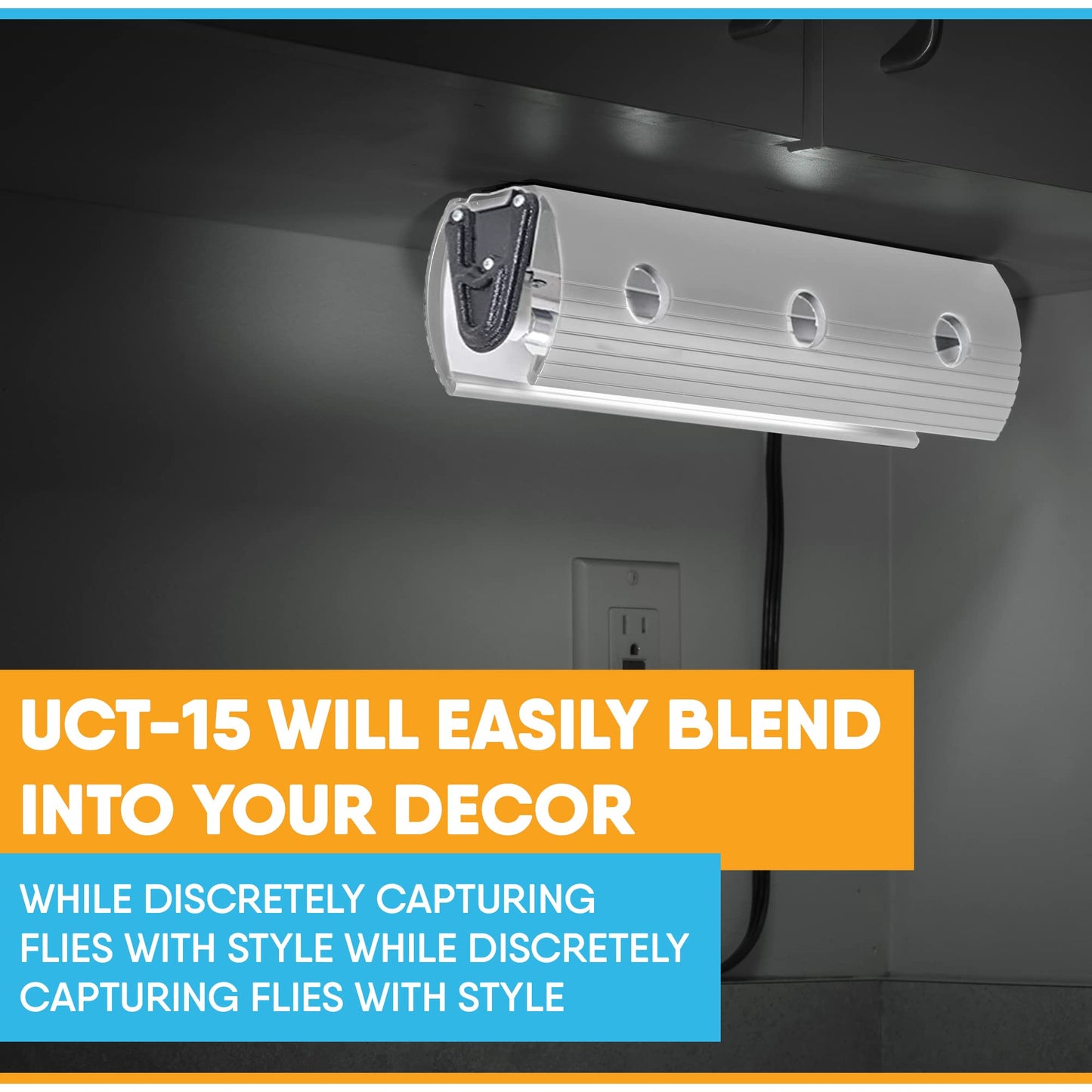 Gardner - UCT-15 – Discrete Under The Counter UV Fly Light – Trap Even The Tiniest Insects – No Zapper – (Silver)