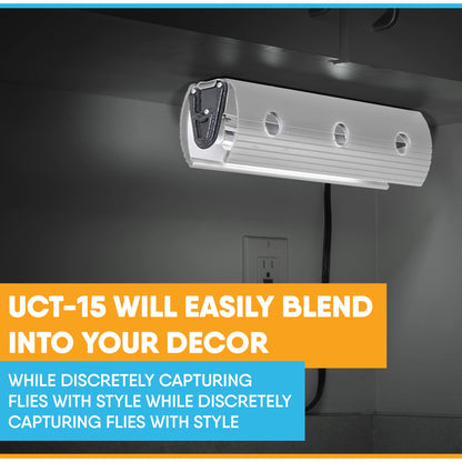 Gardner - UCT-15 – Discrete Under The Counter UV Fly Light – Trap Even The Tiniest Insects – No Zapper – (Silver)