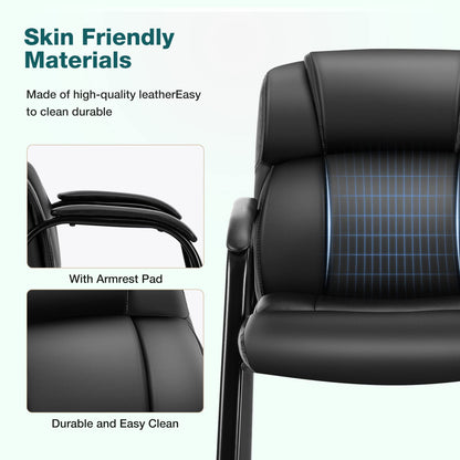 OLIXIS Waiting Room Reception Chairs Set of 8, Leather Office Desk Guest Stationary Side Chair with Padded Arms for Home Conference Lobby Area Meeting Church Medical Clinic Elderly Student
