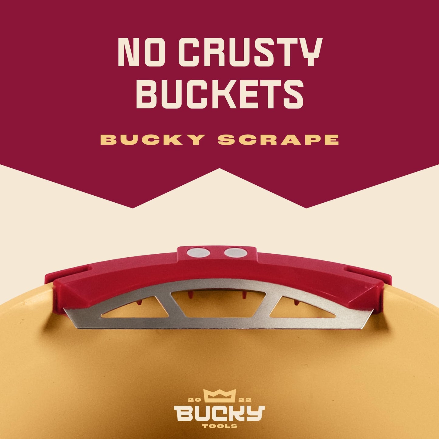 Bucky Tools Bucky Scrape – Universal 5-Gallon Bucket Trowel Scraper for Tile Work, Stainless Steel Edge Preserves Wet Mix And Reduces Waste, Magnetic Holder Secures Tools