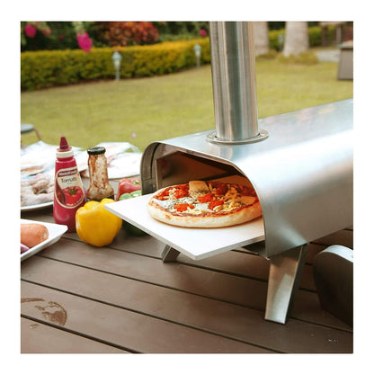 BIG HORN 12"Multi-Fuel Outdoor Pizza Oven Reach up to 1110℉– 3-in-1 Wood,Gas&Electric Compatible(Burners Sold Separately),Pellet Pizza Oven Portable Pizza Maker for Backyard, Camping&Tailgating,Silver