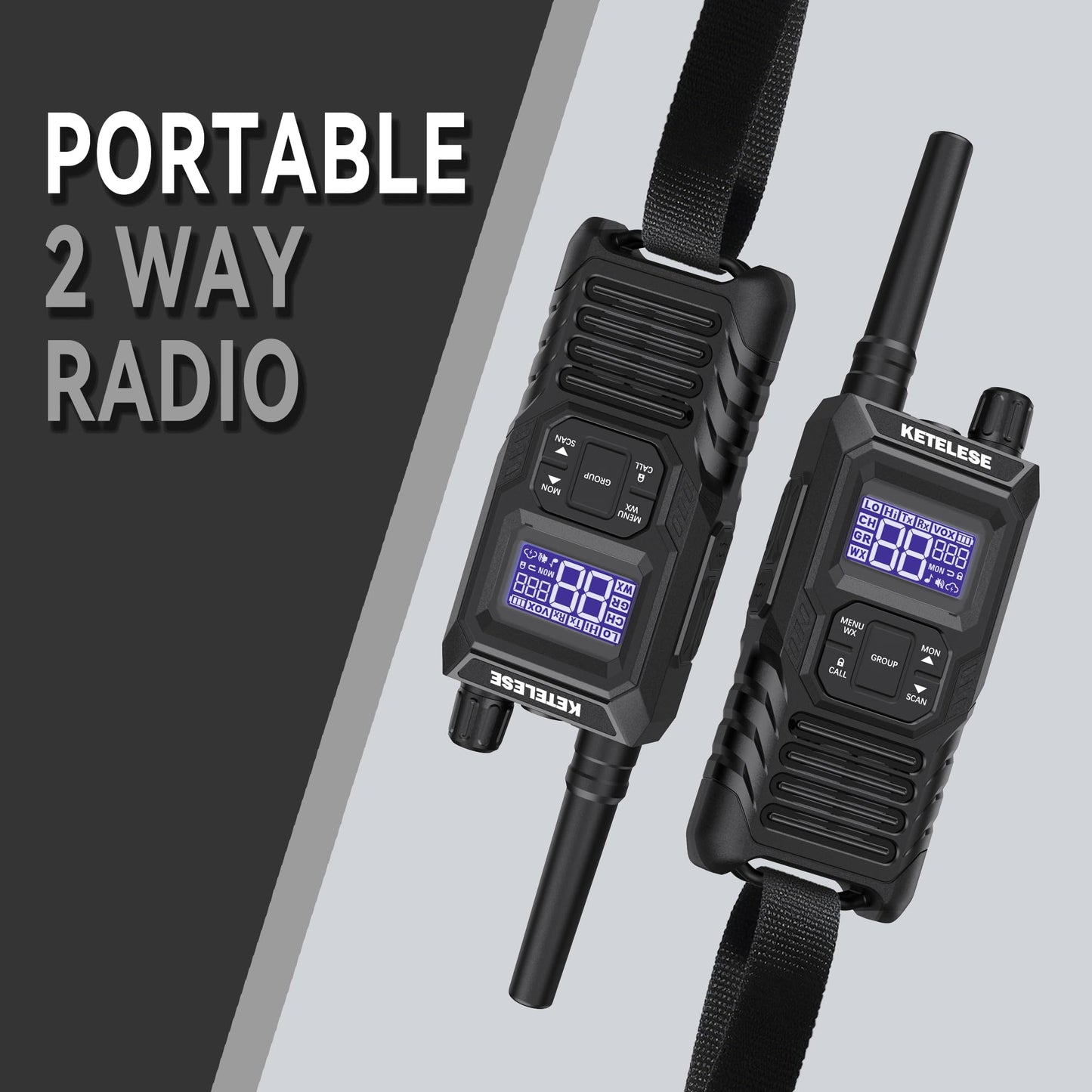 Ketelese T4 Rechargeable Walkie Talkies Long Range, IP67 Waterproof Two Way Radio, 30 Channels Walkie Talkie with Earpiece, TypeC Dock&Cables, NOAA, VOX, Group Call, PTT, 6pack, Balck