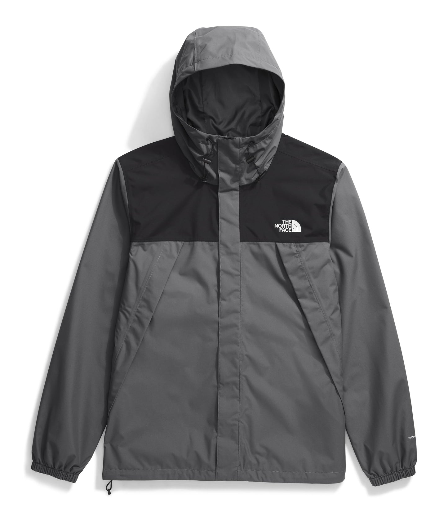 The North Face Men's Antora Jacket (Standard & Big Size) - Waterproof & Windproof Rain Coat, Secure Zip Hand Pockets, Smoked Pearl/TNF Black-NPF, Medium