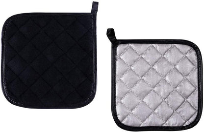 Pot Holders Cotton Made Machine Washable Heat Resistant Potholder, Pot Holder, Hot Pads, Trivet for Cooking and Baking (5, Black)