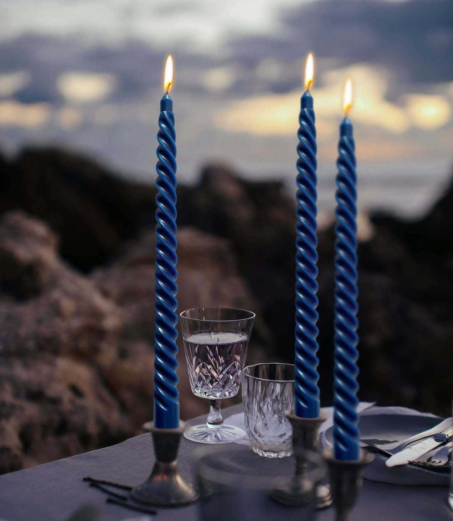 10 Inch Navy Blue Taper Candle Set, 10 Pack Unscented Dripless Candlesticks for Family Dinner Parties Home Decoration Picnic