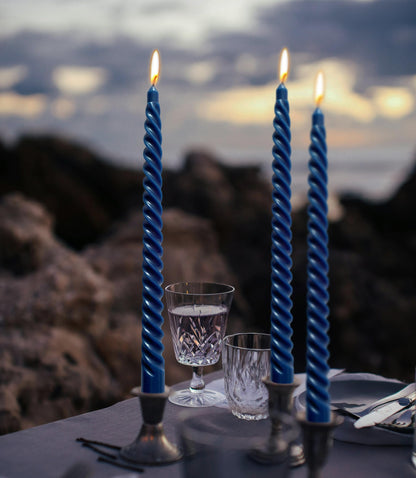 10 Inch Navy Blue Taper Candle Set, 10 Pack Unscented Dripless Candlesticks for Family Dinner Parties Home Decoration Picnic