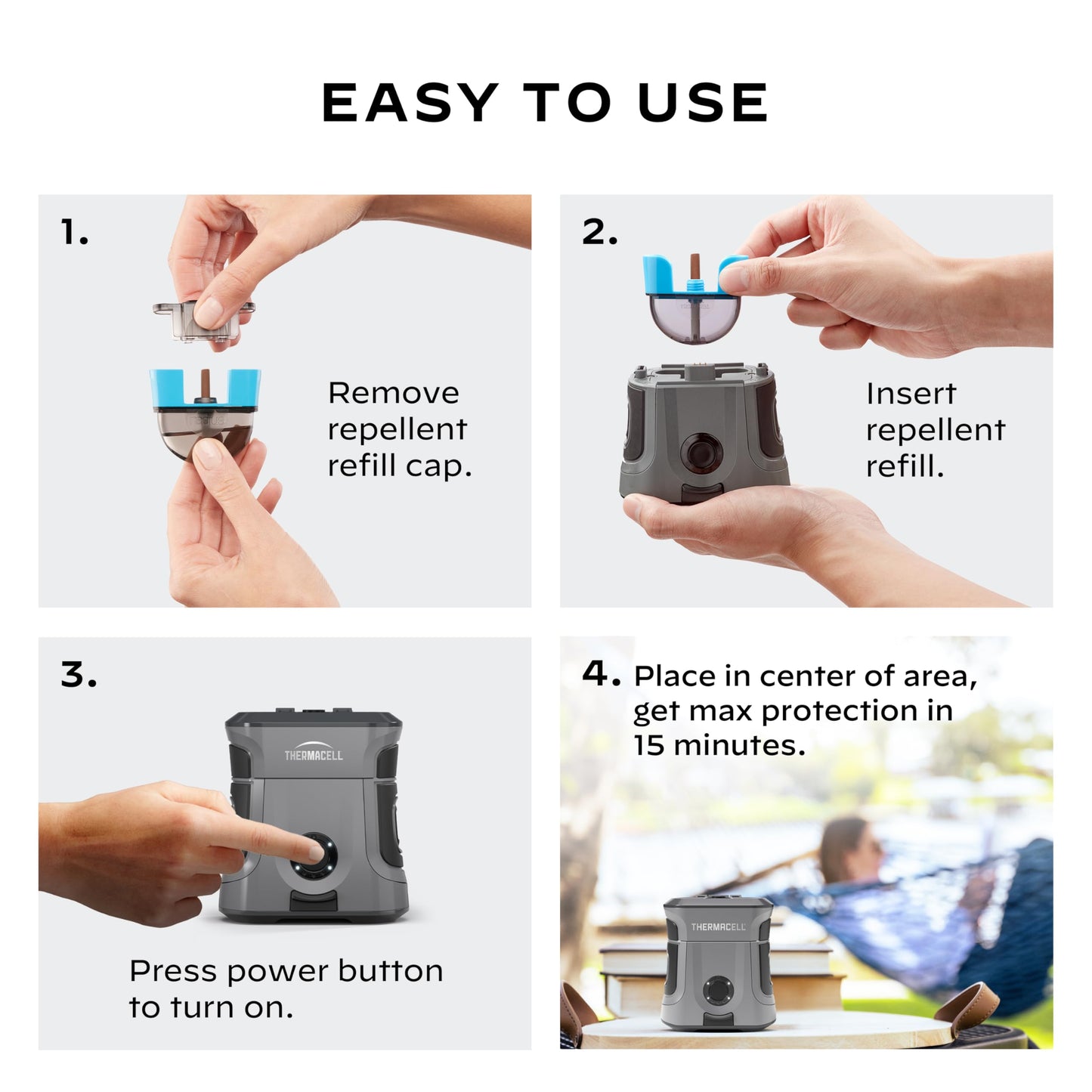 Thermacell Mosquito Repellent Rechargeable Adventure EX-Series EX90; 9-Hour Battery, Includes 12-Hr Refill & 120 of Hours Refills, Rubber Armor & Carabiner; Bug Spray Alternative; Scent Free;