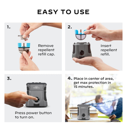 Thermacell Mosquito Repellent Rechargeable Adventure EX-Series EX90; 9-Hour Battery, Includes 12-Hr Refill & 120 of Hours Refills, Rubber Armor & Carabiner; Bug Spray Alternative; Scent Free;
