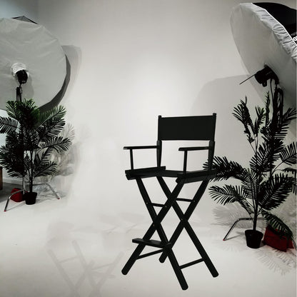 JXUFDHO Tall Directors Chair Foldable 46'', Makeup Chair Black for Makeup Artist, 250lbs Capacity Solid Hardwood,Black