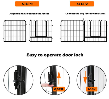 fowick 32" H x32 w Dog Playpen 10 Panels, Lack MelalPupy Exercise Pen forindoors & Oudors,Ffoldabl Animal Bamier ence, Porable petplay Pen for smal Dogs& Rabbits, No Dig Fence