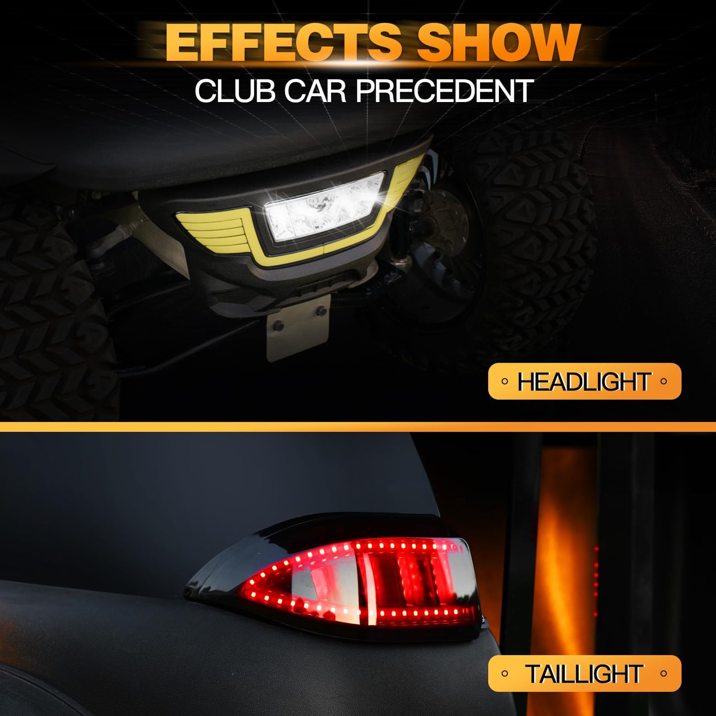 NOKINS 7-Colored Golf Cart LED Lights Kit,Fit Club Car Precedent Golf Cart with Headlight and Scanning Turn Tail Light Kit for Club Car Precedent Gas and Electric Models