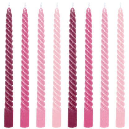 Whaline 8Pcs 10 Inch Gradient Purple Spiral Taper Candles Dripless Twisted Wax Candles Long Unscented Candle Sticks for Wedding Party Home Dining Table Decor