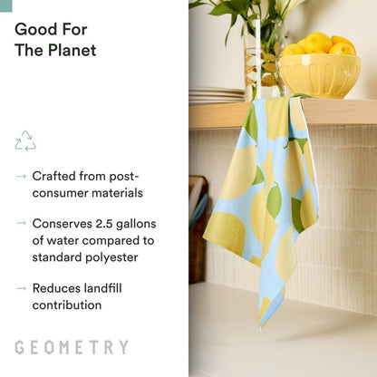 GEOMETRY Tea Towels – Spring & Summer Collection – Quick-Dry, Ultra-Absorbent, Reusable Microfiber Kitchen Towels for Drying & Cleaning - Main Squeeze - 2 Pack