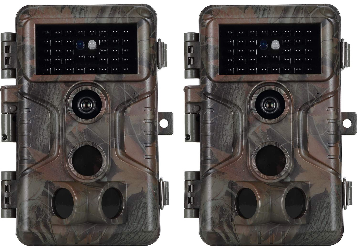 2 Pack Trail & Game Camera, 64MP 1296P Professional Outdoor Cam with 0.1s Trigger Night Vision Motion Activated, IP66 Waterproof 120° Wide Angle for Outdoor Wildlife Monitoring & Yard Security