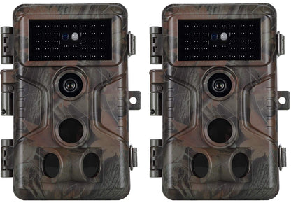 2 Pack Trail & Game Camera, 64MP 1296P Professional Outdoor Cam with 0.1s Trigger Night Vision Motion Activated, IP66 Waterproof 120° Wide Angle for Outdoor Wildlife Monitoring & Yard Security