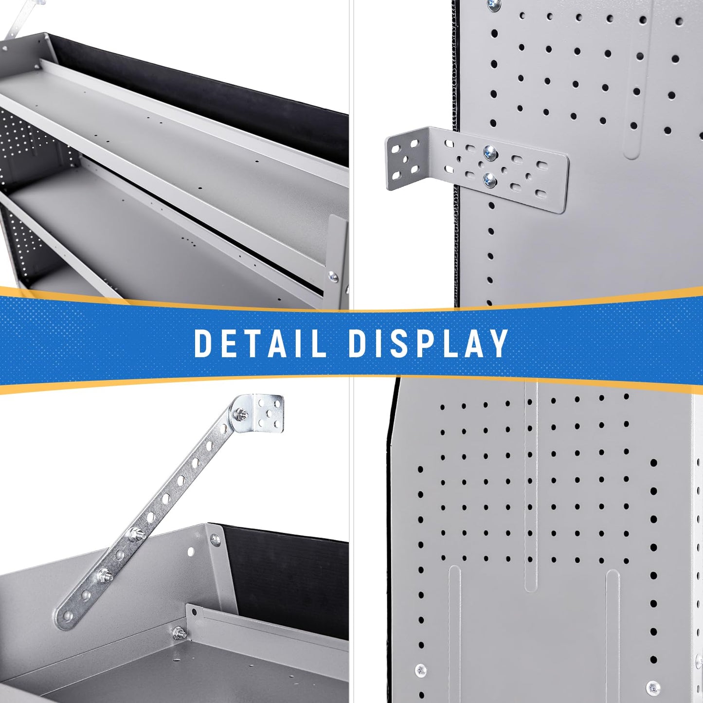 AA Products SH-6003 Steel Mid/High Roof Van Shelving Storage System Fits Transit, NV, Promaster and Sprinter, Van Shelving Units, 32''W x 60''H x 13''D