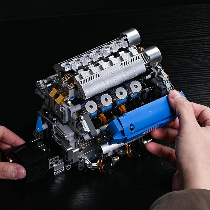 V8 Engine Model Kit That Runs Motorized Engine Building Set for Adults Working Visible Engine with Chain &amp Cylinder Linkage STEM Mechanical Building Toy Gift for Car Enthusiasts
